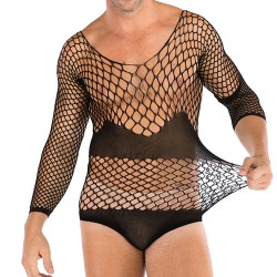 Erotic Men Fishnet Long sleeved Teddy Lingerie