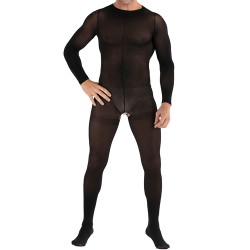 Mesh Long-sleeved Crotchless Jampsuit