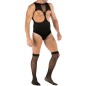 Hot Sleeveless Cupless Men Mesh Teddy With Stockings