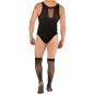 Hot Sleeveless Cupless Men Mesh Teddy With Stockings