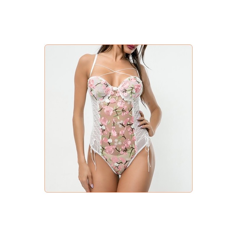 Special Design Elegant Embroidered Spliced With Mesh Teddies