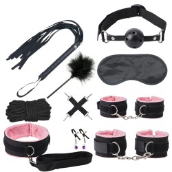 Nylon &amp; Plush 10 pcs Bondage Kit