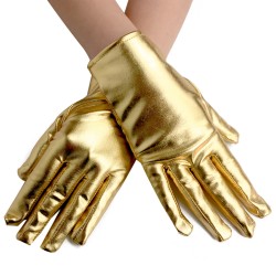 Short-length Faux Leather Dancing Show Gloves