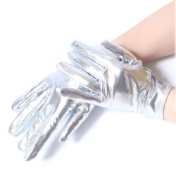 Short-length Faux Leather Dancing Show Gloves