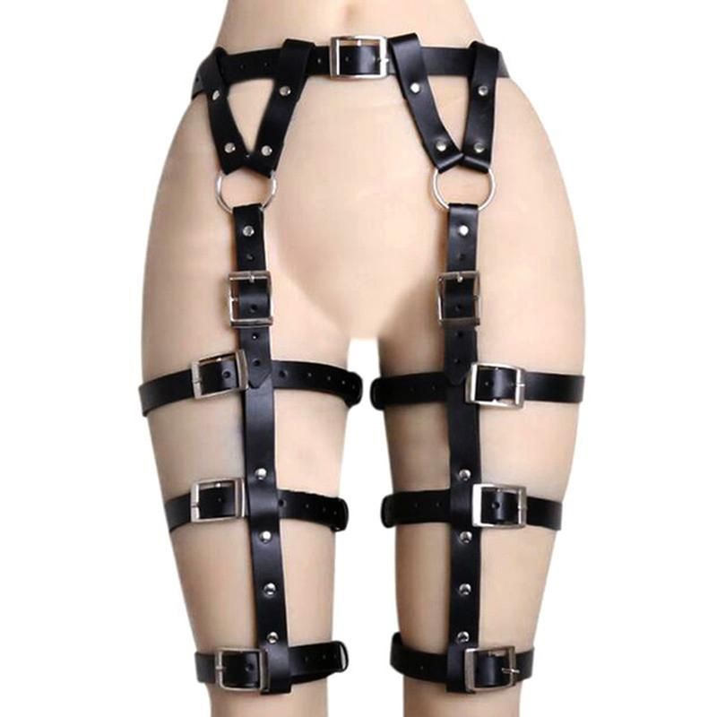 Women Punk Leather Harness Adjustable Garter Belt