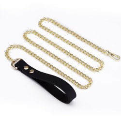 Luxury Black Silicone Collar with Gold Leash