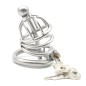 Bent Ring Chastity Cage with Metal Urethral Plug