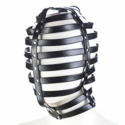 Stripes Leather Bondage Hood