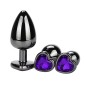 Heart Jeweled Stainless Steel Butt Plug - Black