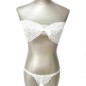 Pure White Back Lace-up Bowknot Shape Bra And Panty