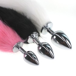 Colorful Fox Tail Stainless steel Butt Plug