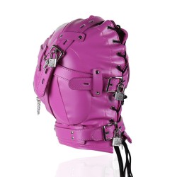 Sensory Deprivation Hood with Open Mouth Gag - Rose