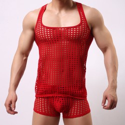 New Design Checked Hollowed-out Vest Made For Men