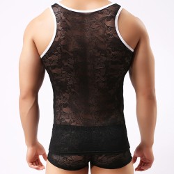 Men Hot Lace See-through Vest Sexy Lingerie