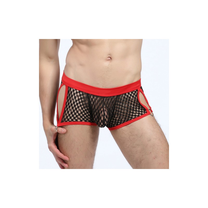 Men Hollowed-out Fish-net Hipster Underwear