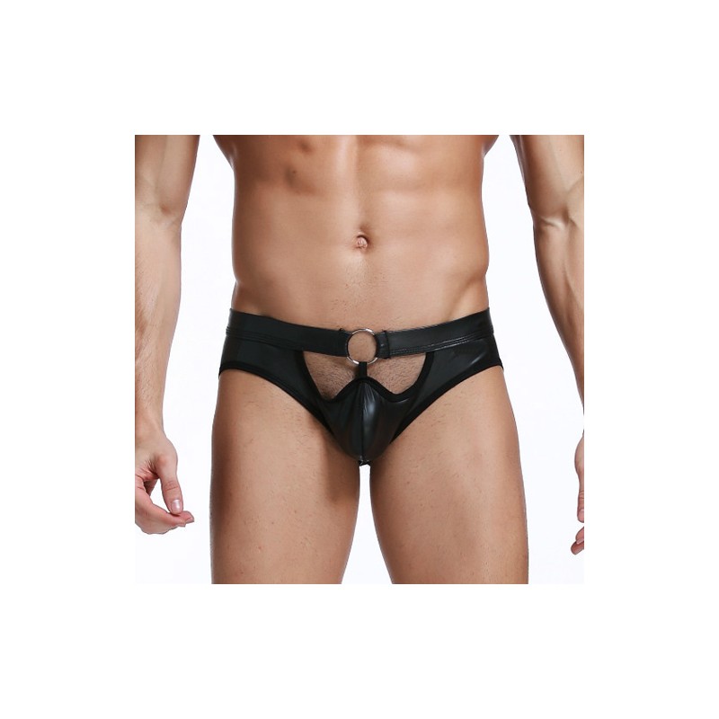 New Leather Hollowed-out Assless Briefs