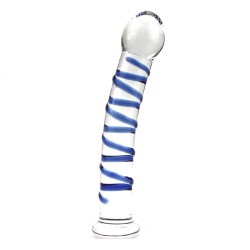 Blue Swirl Rocket Glass Dildo