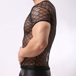 Strong Transparent Diamond Mesh Short Sleeves Underwear