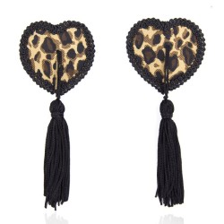 Black Tassel Leopard Pasties Nipple Covers