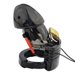 Electro Lockdown Estim Male Chastity Cage - Black