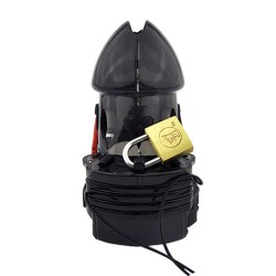 Electro Lockdown Estim Male Chastity Cage - Black