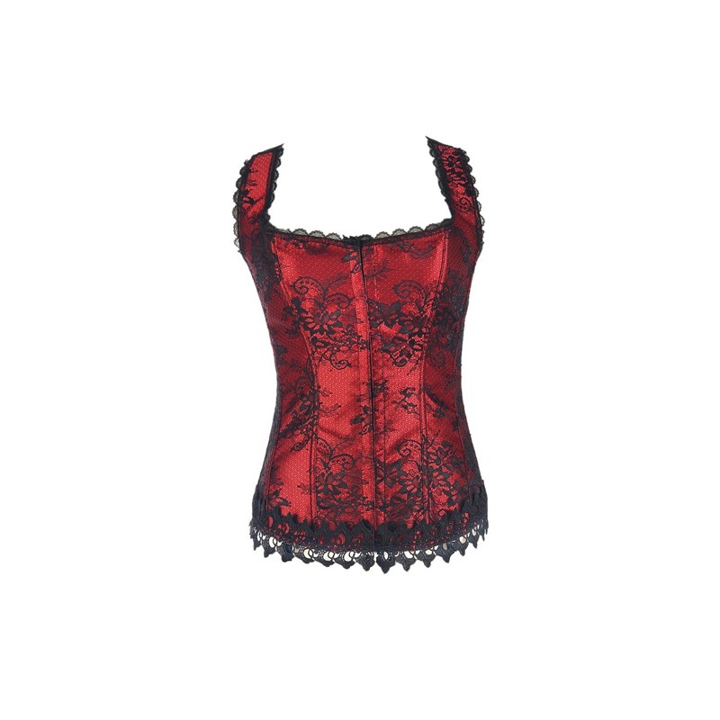 Retro Halter Floral Lace Bustiers Corset With G-string