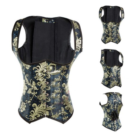 Royal Embroidered Steel Bones Sexy Vest Corset