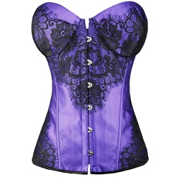 Charming Satin Floral Lace Plastic Bones Shaper Corset