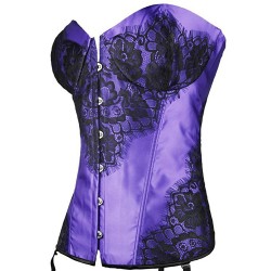 Charming Satin Floral Lace Plastic Bones Shaper Corset