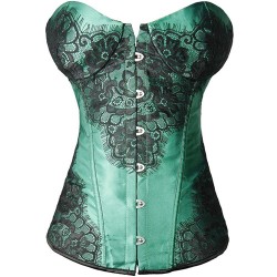 Charming Satin Floral Lace Plastic Bones Shaper Corset