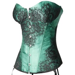 Charming Satin Floral Lace Plastic Bones Shaper Corset