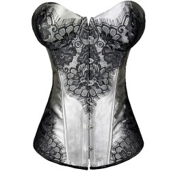 Charming Satin Floral Lace Plastic Bones Shaper Corset