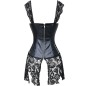 Black Lace Strappy Faux Leather Splicing Back Zipper Bustiers