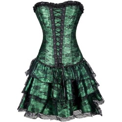 Long Overbust Floral Lace Bandage Ladylike Dress Corset