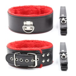 Red Fur Lined Locking Collar