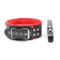 Red Fur Lined Locking Collar