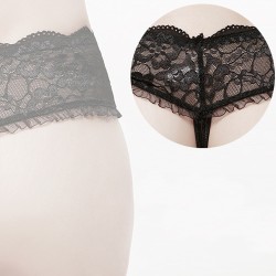 Black Lace Crotchless Thong Ladylike