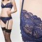 Pure Color Bowknot Mesh &amp; Lace Underwear Suit With Garter Belt