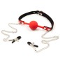 Silicone Ball Gag With Nipple Clamps