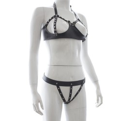 Fetish Faux Leather Lingerie Sexy Bikini